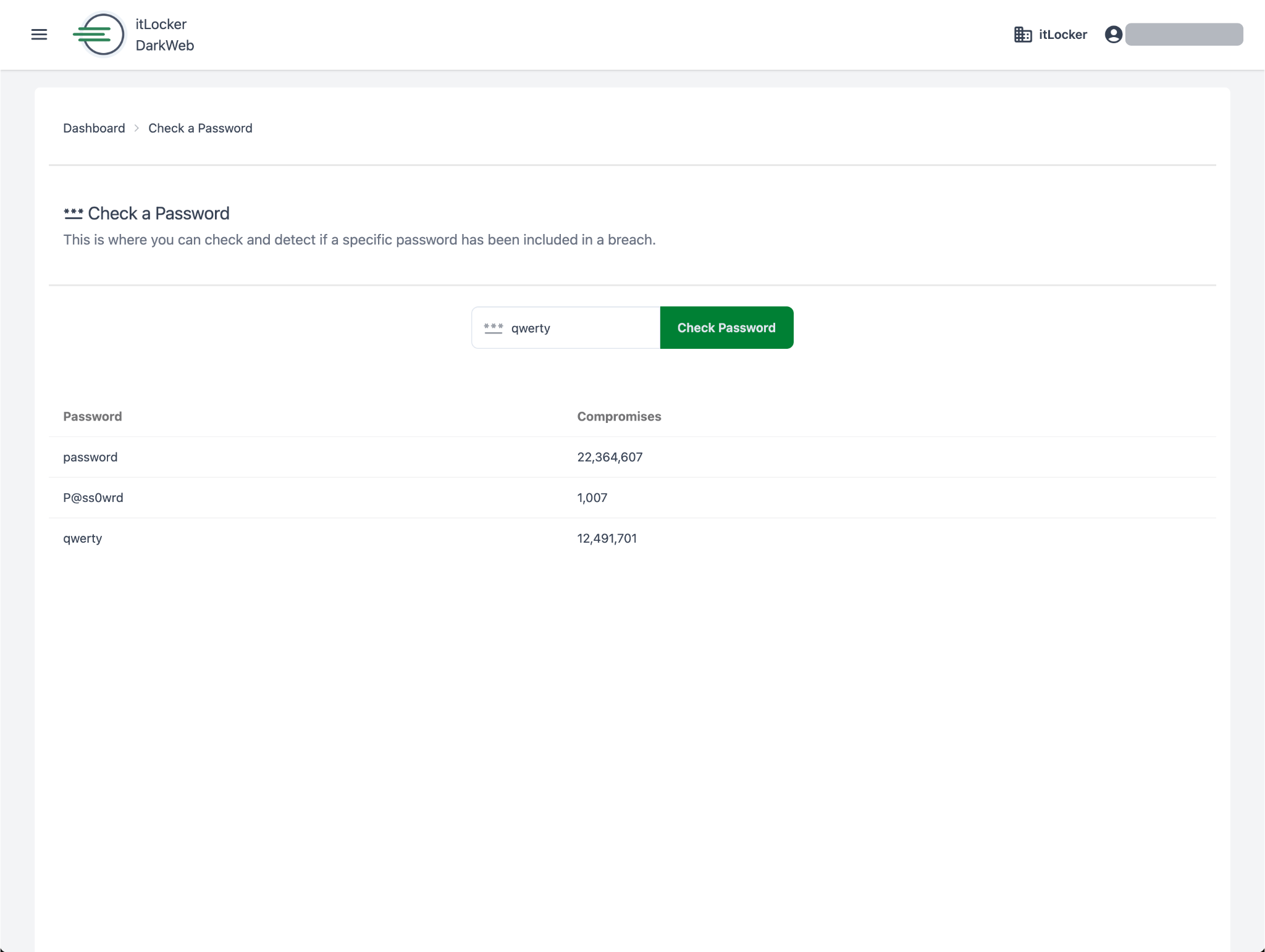Dark Web Monitoring On Demand Password Threat Scan